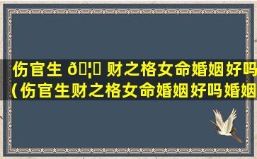 伤官生 🦆 财之格女命婚姻好吗（伤官生财之格女命婚姻好吗婚姻不好）